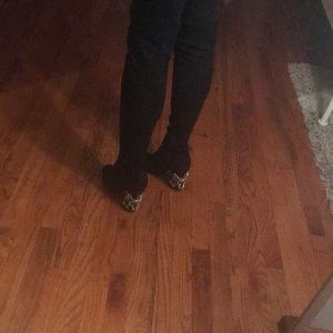 Over the knee black bedazzled boots